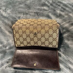 Gucci Beige and Brown Monogram Clutch